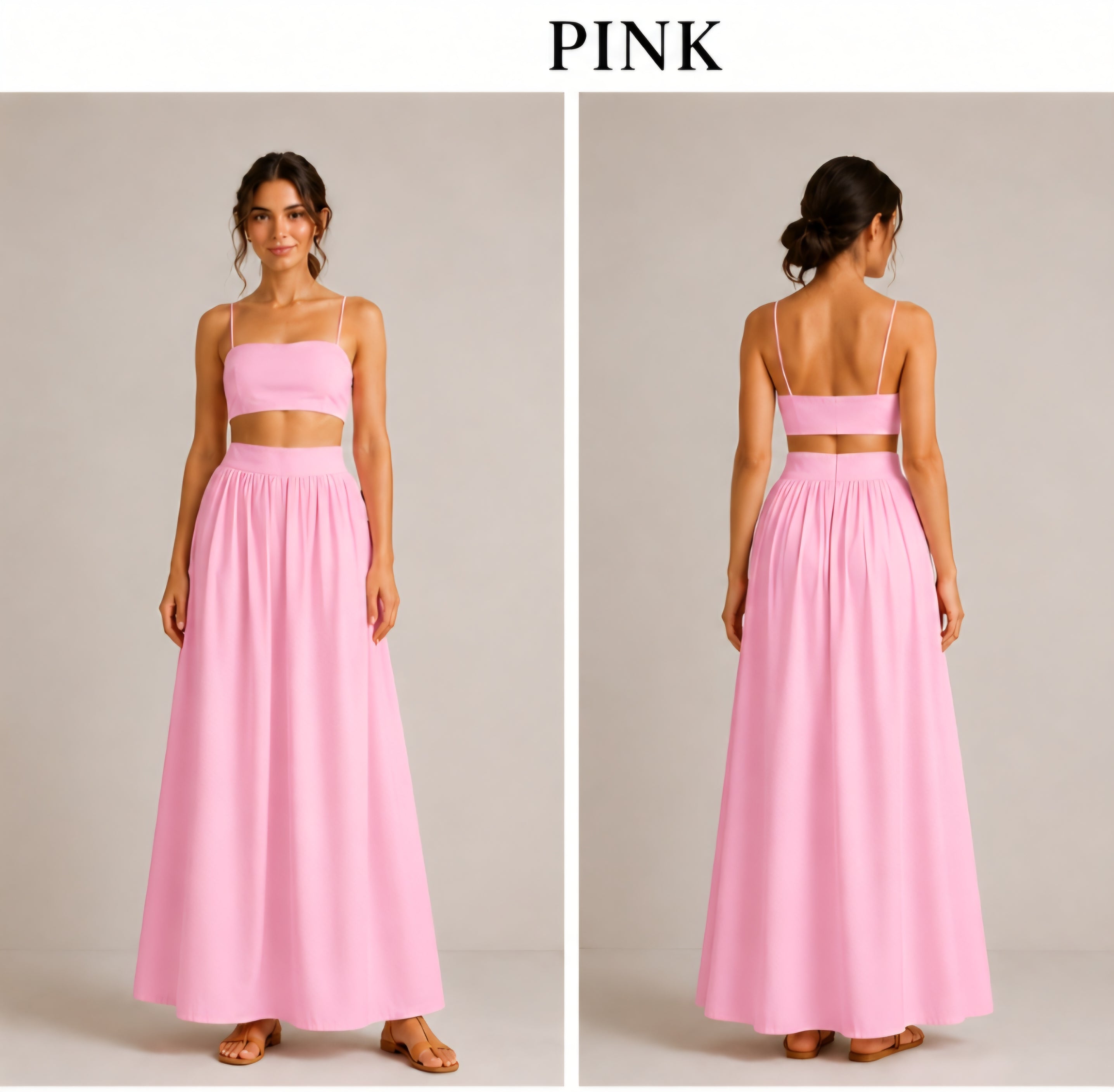 Petal Drift Cotton Camisole and Maxi Skirt Set