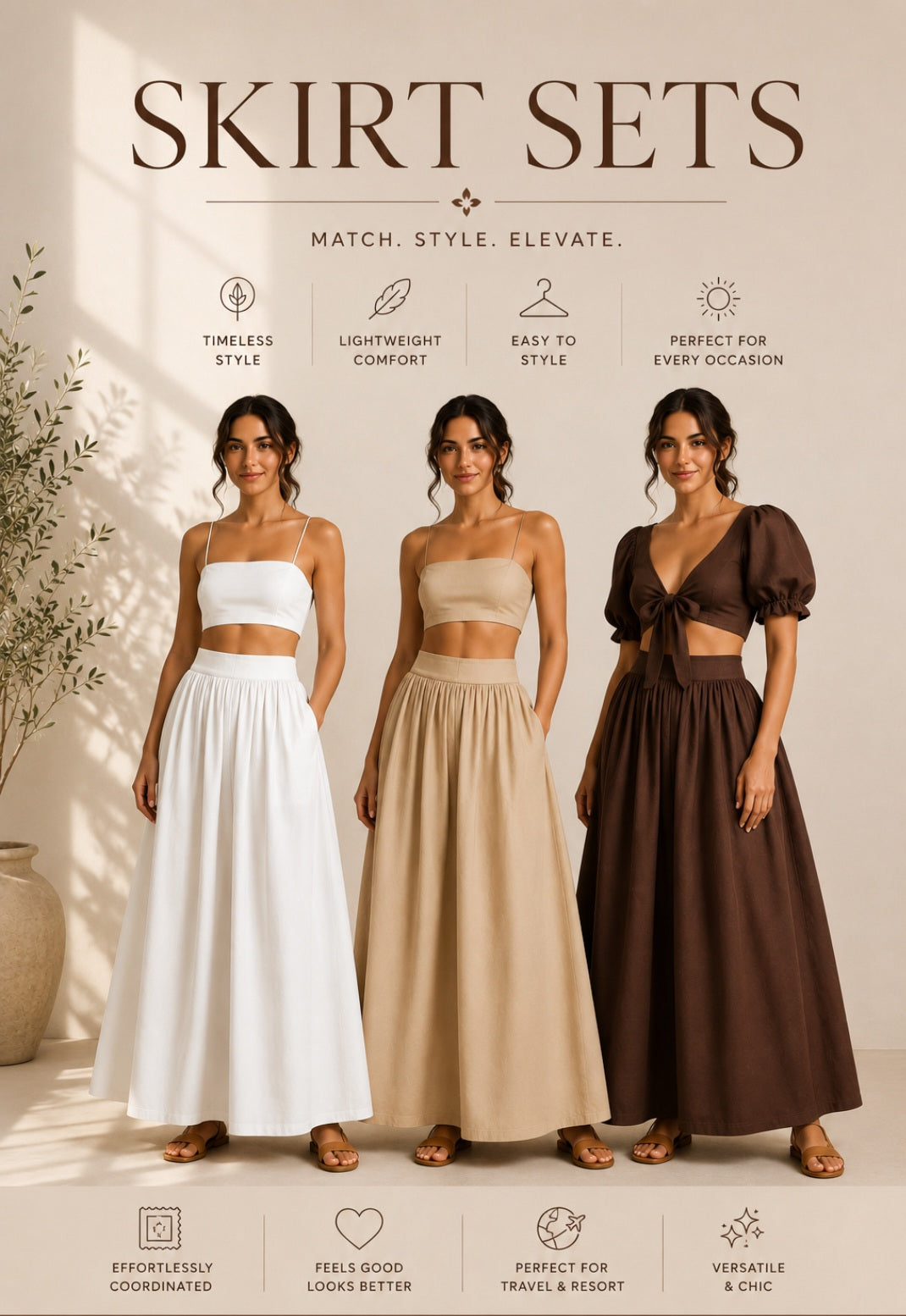 Petal Drift cotton camisole and maxi skirt set