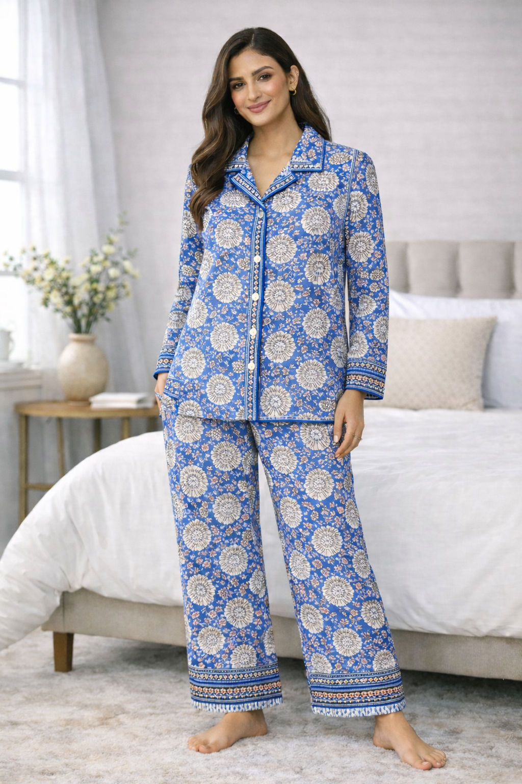 Pajamas Silk-cotton Neel Kamal Mist