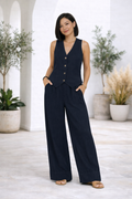 Effortless Cotton-Blend Vest and Pants Co-ord Set