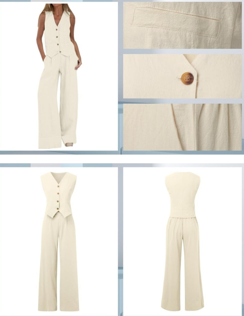 Effortless Cotton-Blend Vest and Pants Co-ord Set