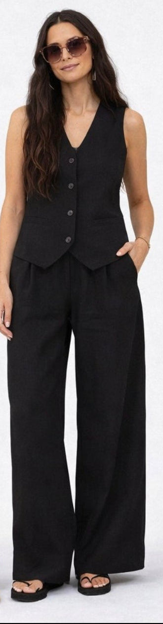 Effortless Cotton-Blend Vest and Pants Co-ord Set